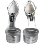 Dolce & Gabbana Silver Leather Platform Keira Sandals Shoes LA11514-39
