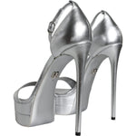 Dolce & Gabbana Silver Leather Platform Keira Sandals Shoes LA11514-39