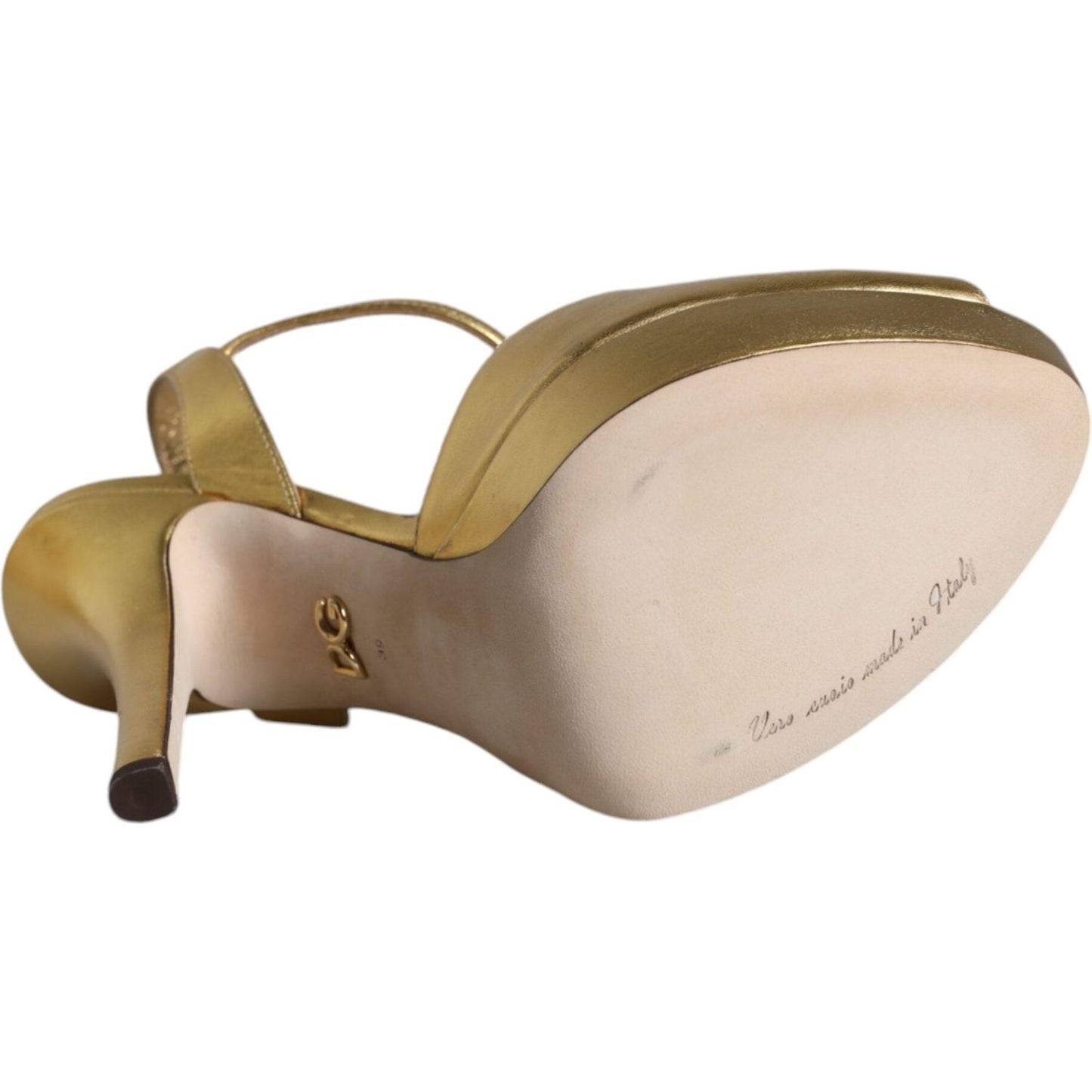 Dolce & Gabbana Gold Bette Leather Heels Sandals Shoes LA11516-40