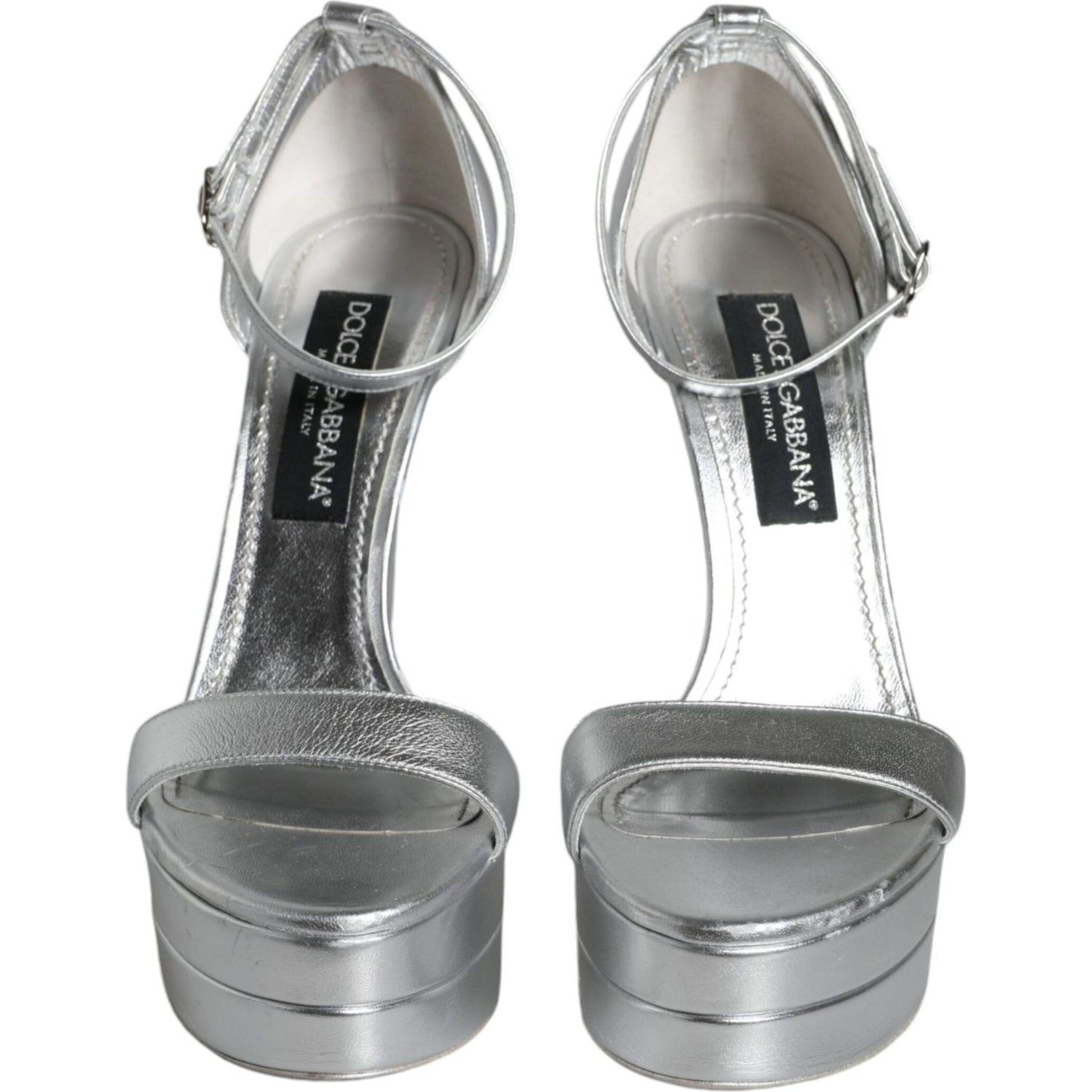 Dolce & Gabbana Silver KEIRA Heels Ankle Strap Sandals Shoes LA11667-40