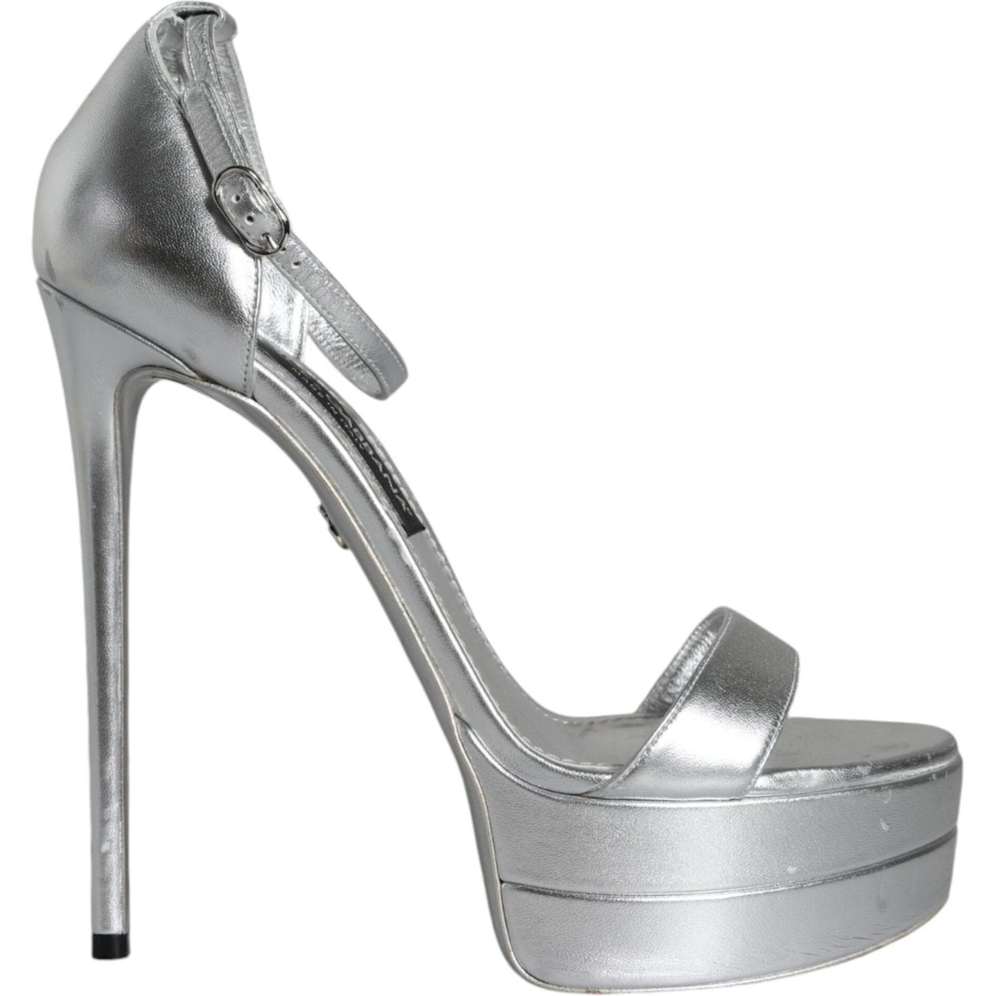 Dolce & Gabbana Silver KEIRA Heels Ankle Strap Sandals Shoes LA11667-40