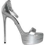 Dolce & Gabbana Silver KEIRA Heels Ankle Strap Sandals Shoes LA11667-40