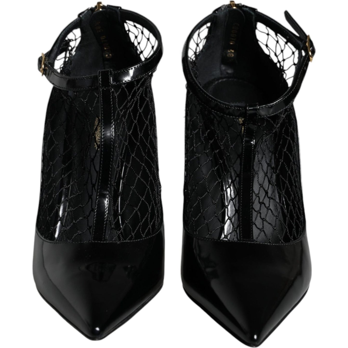Dolce & Gabbana Black Mesh Patent Leather Heels Pumps Shoes LA11434-39