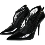 Dolce & Gabbana Black Mesh Patent Leather Heels Pumps Shoes LA11434-39