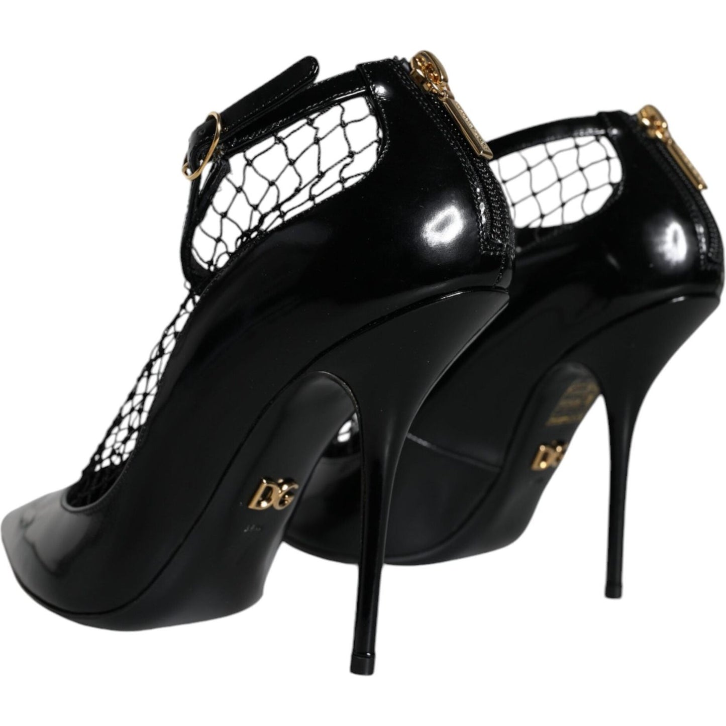 Dolce & Gabbana Black Mesh Patent Leather Heels Pumps Shoes LA11434-39