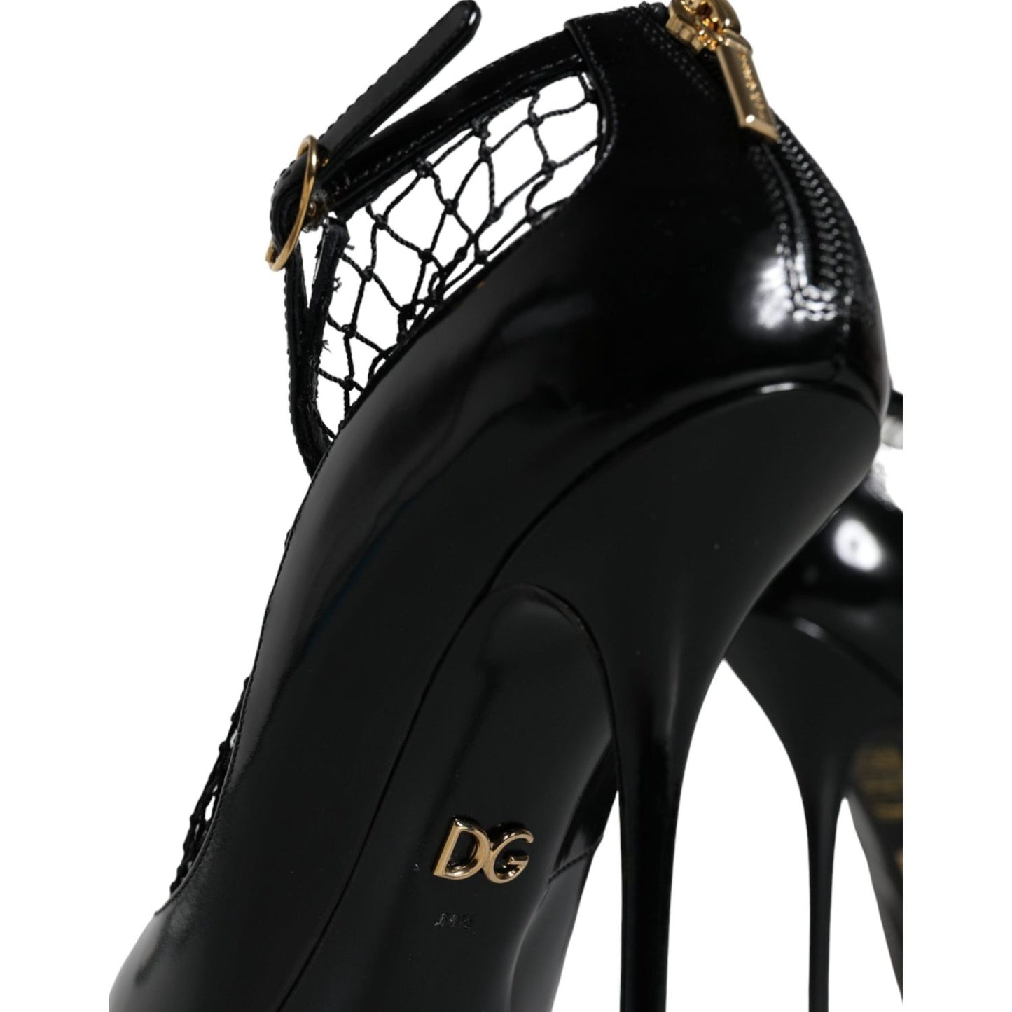 Dolce & Gabbana Black Mesh Patent Leather Heels Pumps Shoes LA11434-39