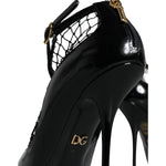 Dolce & Gabbana Black Mesh Patent Leather Heels Pumps Shoes LA11434-39
