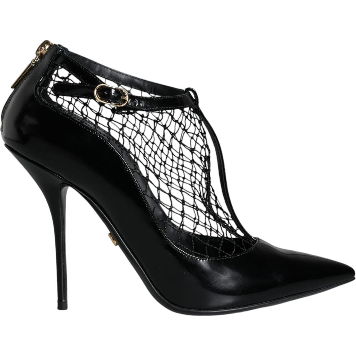 Dolce & Gabbana Black Mesh Patent Leather Heels Pumps Shoes LA11434-39