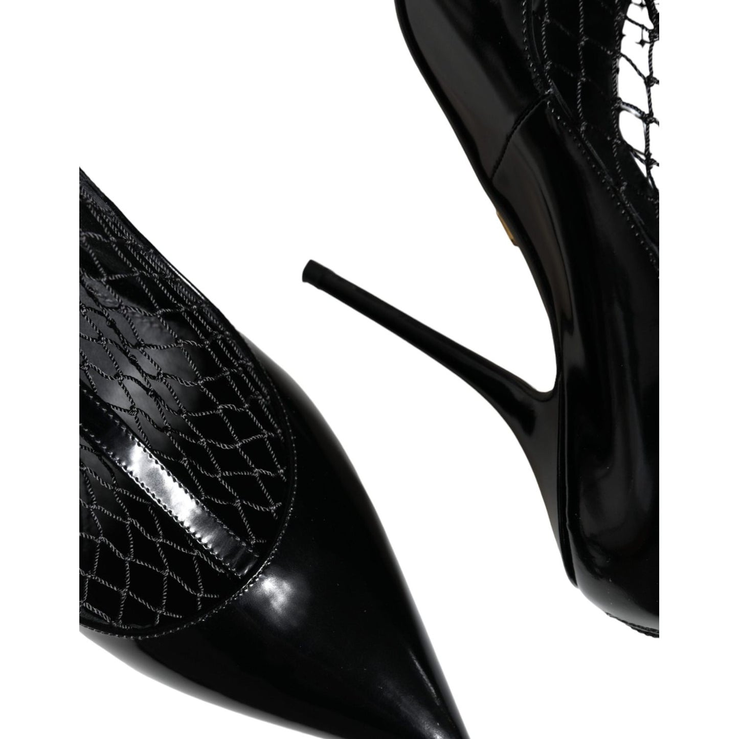 Dolce & Gabbana Black Mesh Patent Leather Heels Pumps Shoes LA11434-39
