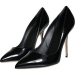 Dolce & Gabbana Black Patent Leather Bellucci Pumps Heels Shoes LA11508-36