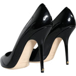 Dolce & Gabbana Black Patent Leather Bellucci Pumps Heels Shoes LA11508-36