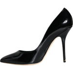 Dolce & Gabbana Black Patent Leather Bellucci Pumps Heels Shoes LA11508-36