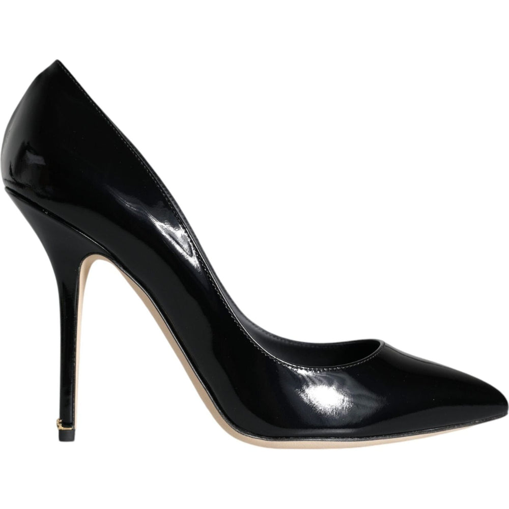 Dolce & Gabbana Black Patent Leather Bellucci Pumps Heels Shoes LA11508-36