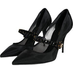 Dolce & Gabbana Black Mesh Mary Jane Crystal Heel Pumps Shoes LA11518-39
