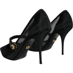 Dolce & Gabbana Black Mesh Mary Jane Crystal Heel Pumps Shoes LA11518-39