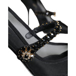 Dolce & Gabbana Black Mesh Mary Jane Crystal Heel Pumps Shoes LA11518-39