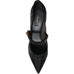 Dolce & Gabbana Black Mesh Mary Jane Crystal Heel Pumps Shoes LA11518-39