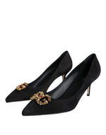 حذاء Dolce & Gabbana Black Amore Suede Bellucci بكعب عالٍ
