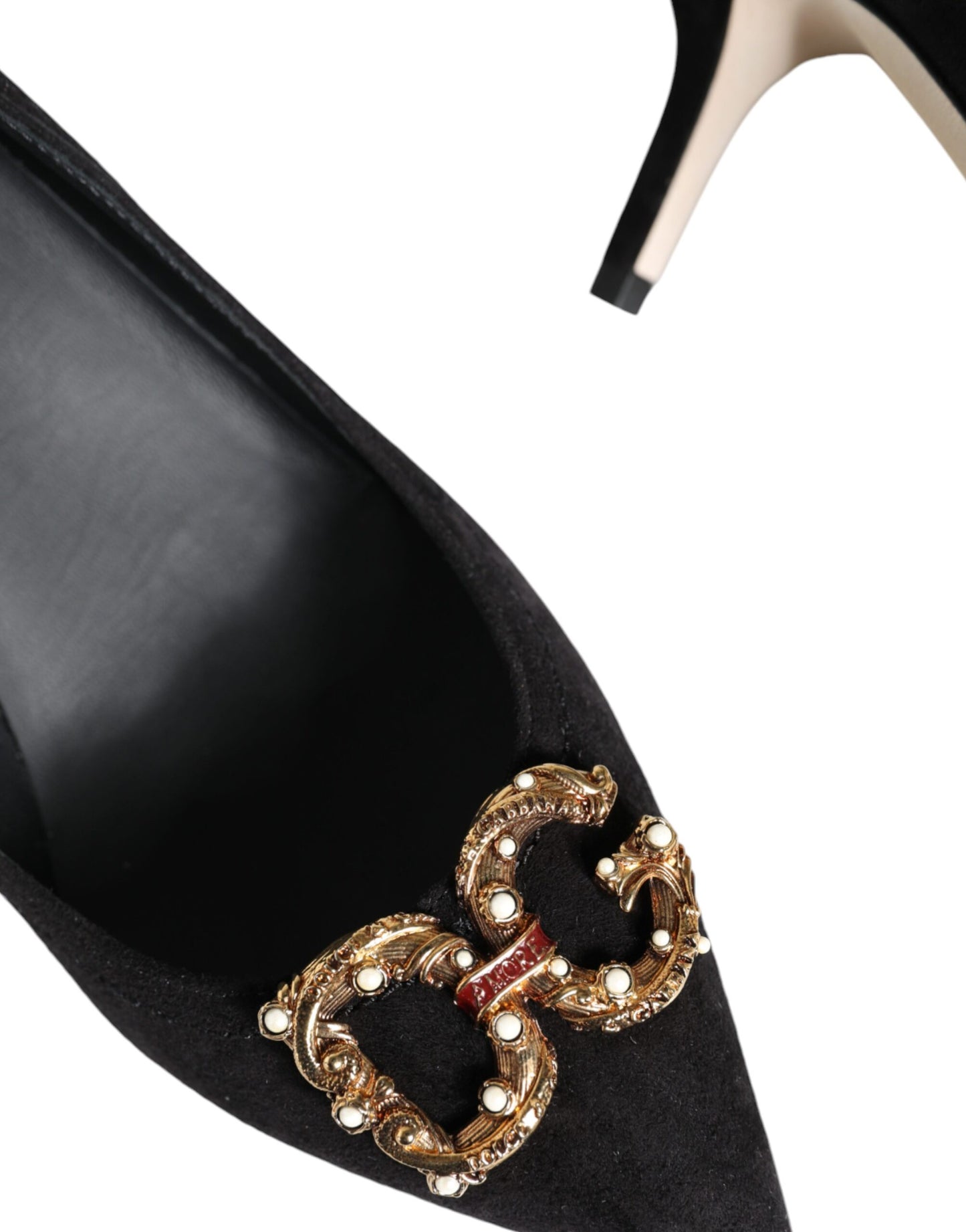 حذاء Dolce & Gabbana Black Amore Suede Bellucci بكعب عالٍ
