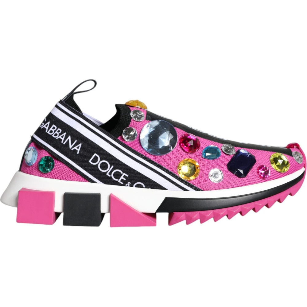 Dolce & Gabbana Pink Sorrento Crystals Low Top Sneakers Shoes LA11380-35