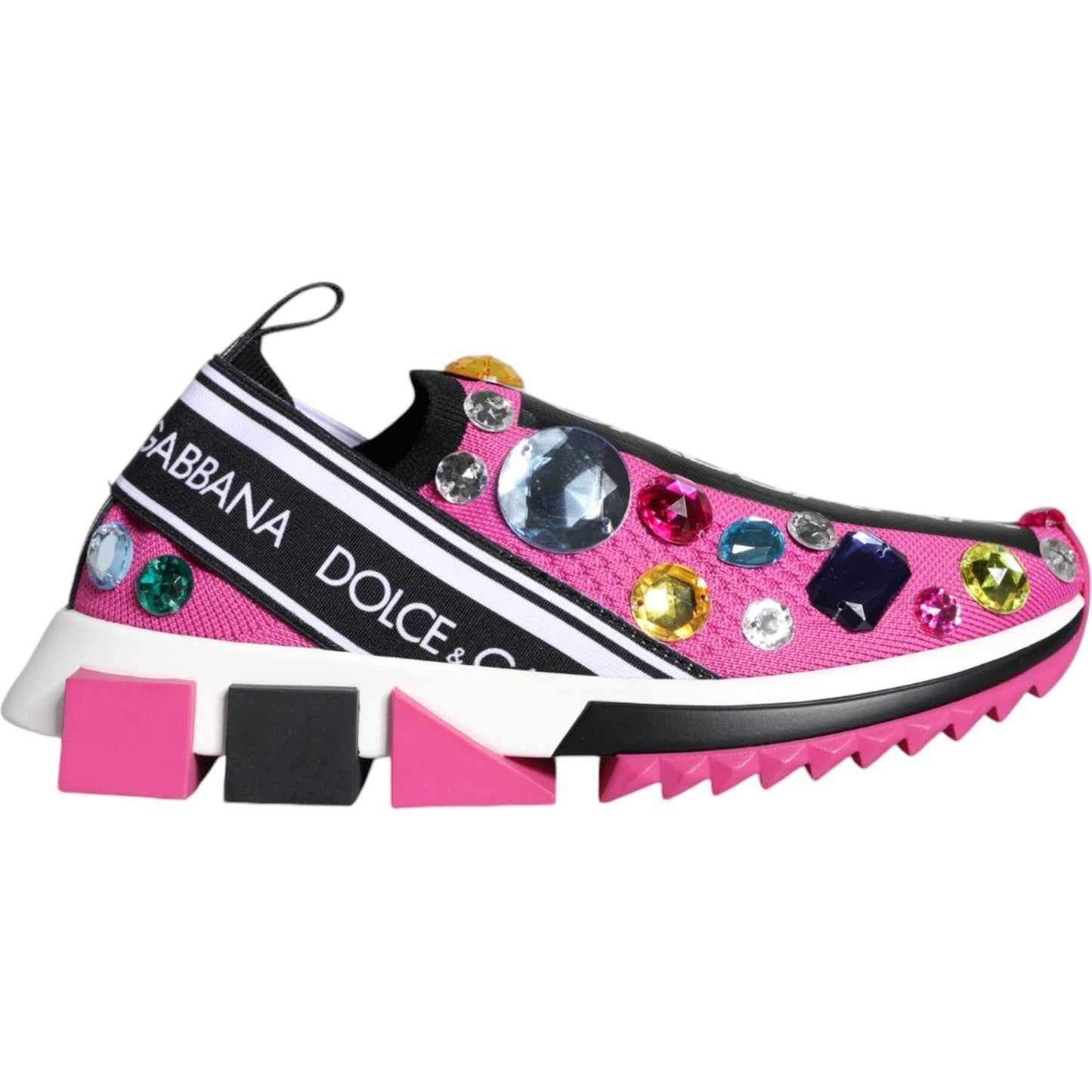 Dolce & Gabbana Pink Sorrento Crystals Low Top Sneakers Shoes LA11380-35