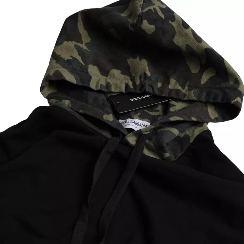 Dolce & Gabbana Black Camouflage Hooded Sweatshirt Sweater TSH86464-56