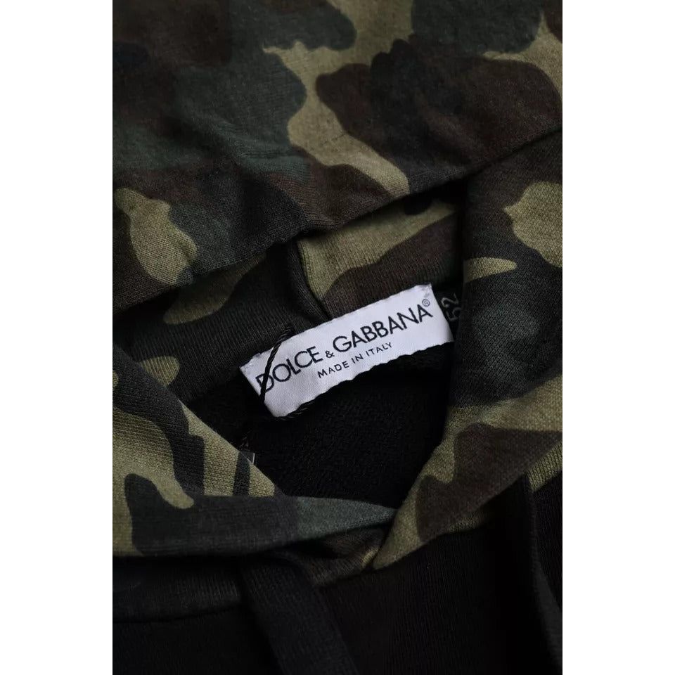 Dolce & Gabbana Black Camouflage Hooded Sweatshirt Sweater TSH86464-56
