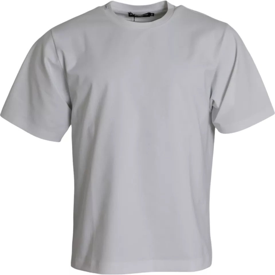 Dolce & Gabbana White Cotton Round Neck Short Sleeve T-shirt TSH86450-48