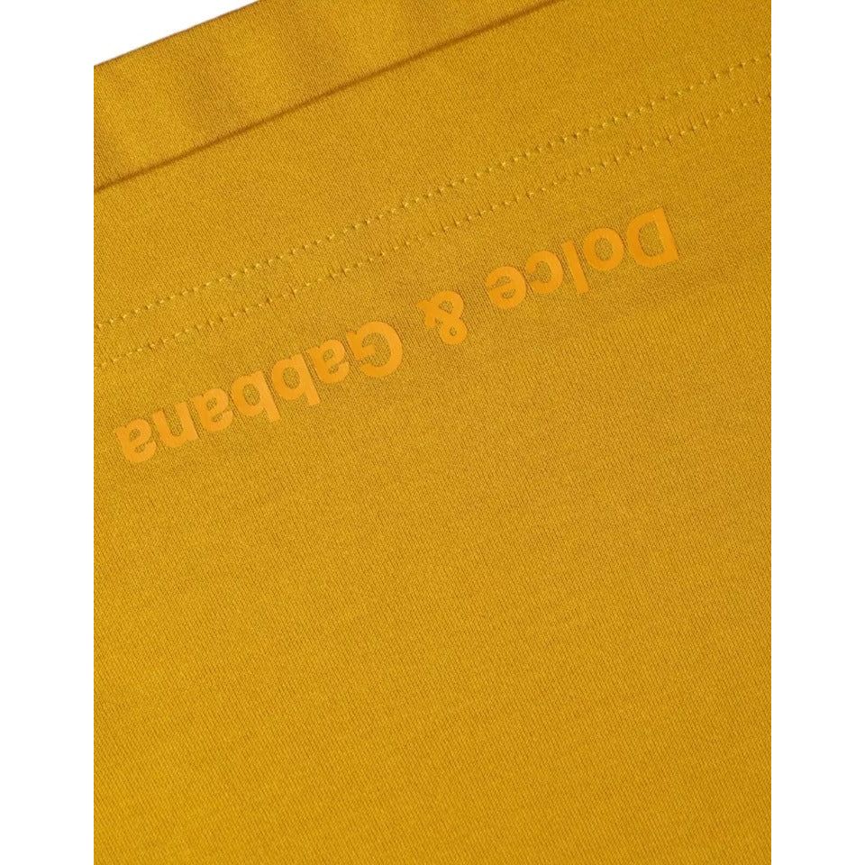 Dolce & Gabbana Dark Yellow Logo Cotton Round Neck T-shirt TSH86421-56