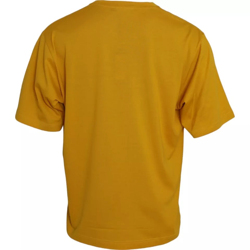 Dolce & Gabbana Dark Yellow Logo Cotton Round Neck T-shirt TSH86421-56