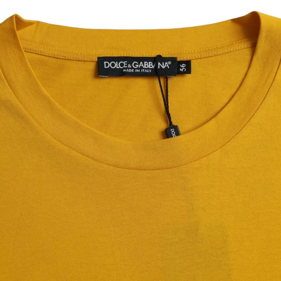 Dolce & Gabbana Dark Yellow Logo Cotton Round Neck T-shirt TSH86421-56