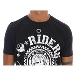 Frankie Morello Black Cotton RIDERS Crewneck T-Shirt TSH1266-3