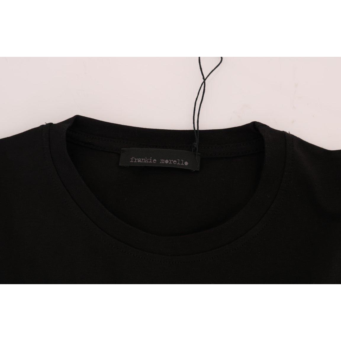 Frankie Morello Black Cotton RIDERS Crewneck T-Shirt TSH1266-3