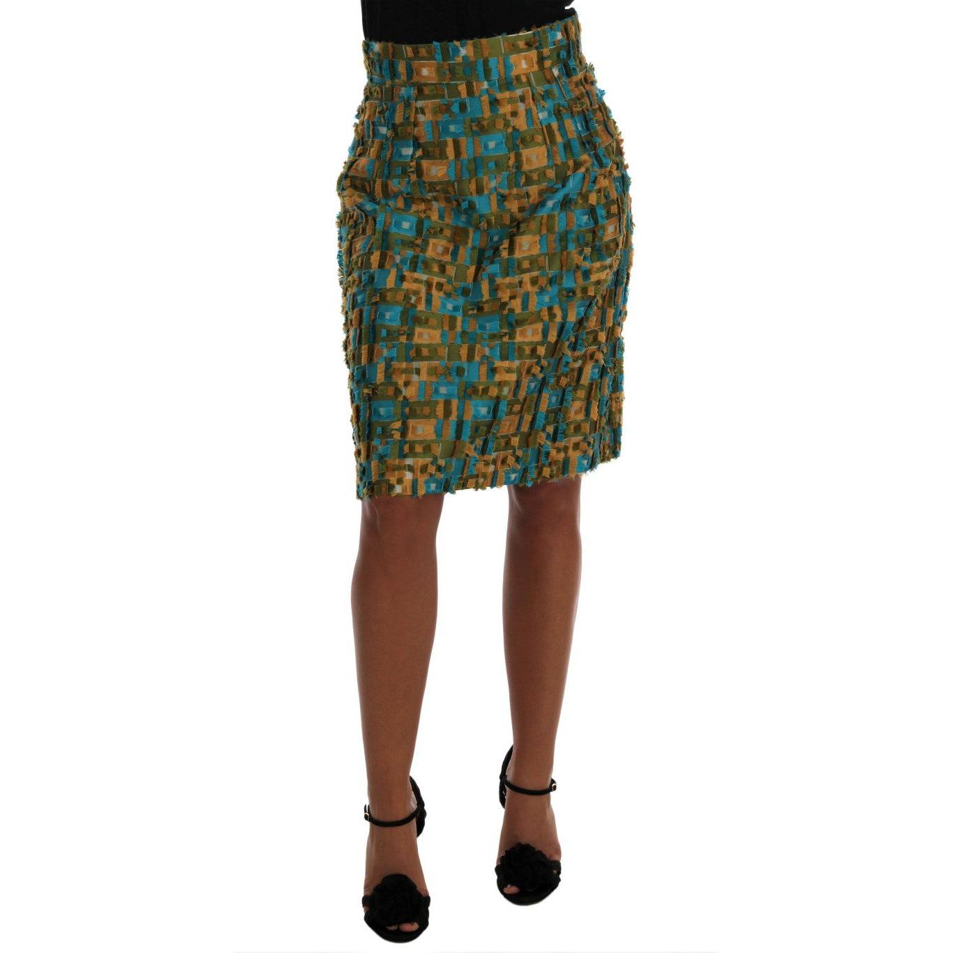 Dolce & Gabbana Multicolor Jacquard Straight Pencil Skirt SKI1031-5