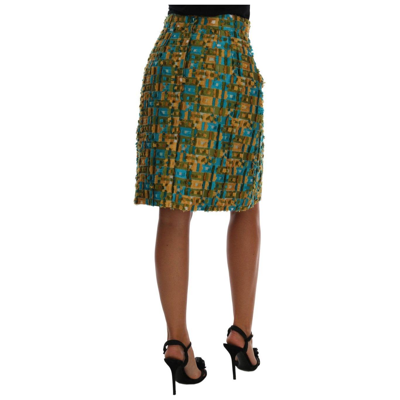 Dolce & Gabbana Multicolor Jacquard Straight Pencil Skirt SKI1031-5