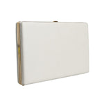 Dolce & Gabbana White Leather Gold Frame Clutch Evening Party Purse Bag
