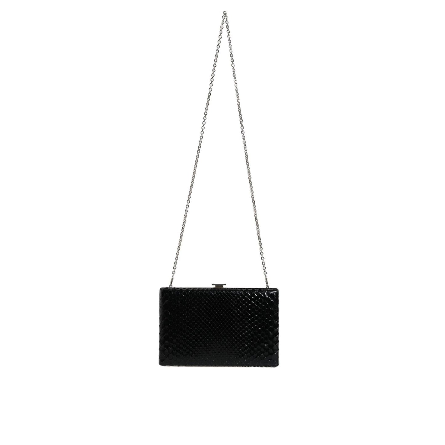 Dolce & Gabbana Black Leather Silver Frame Clutch Mini Crossbody Bag BAG1533