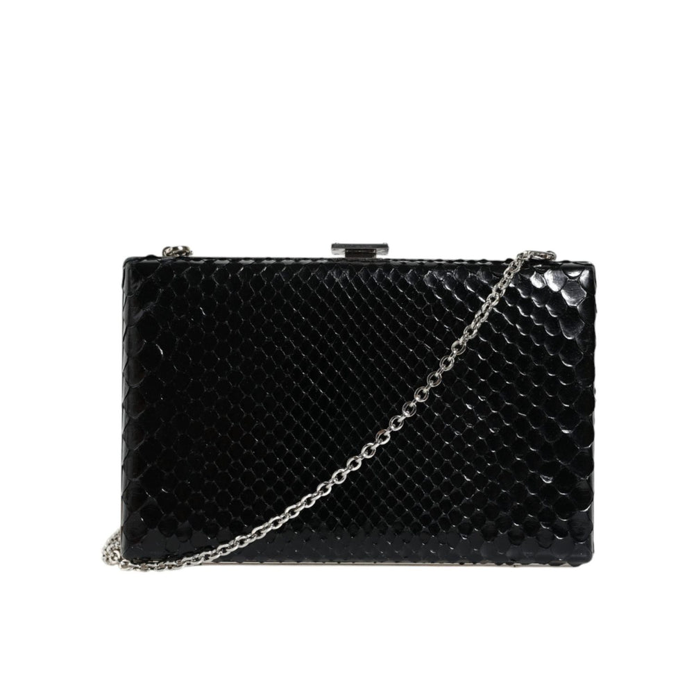 Dolce & Gabbana Black Leather Silver Frame Clutch Mini Crossbody Bag BAG1533