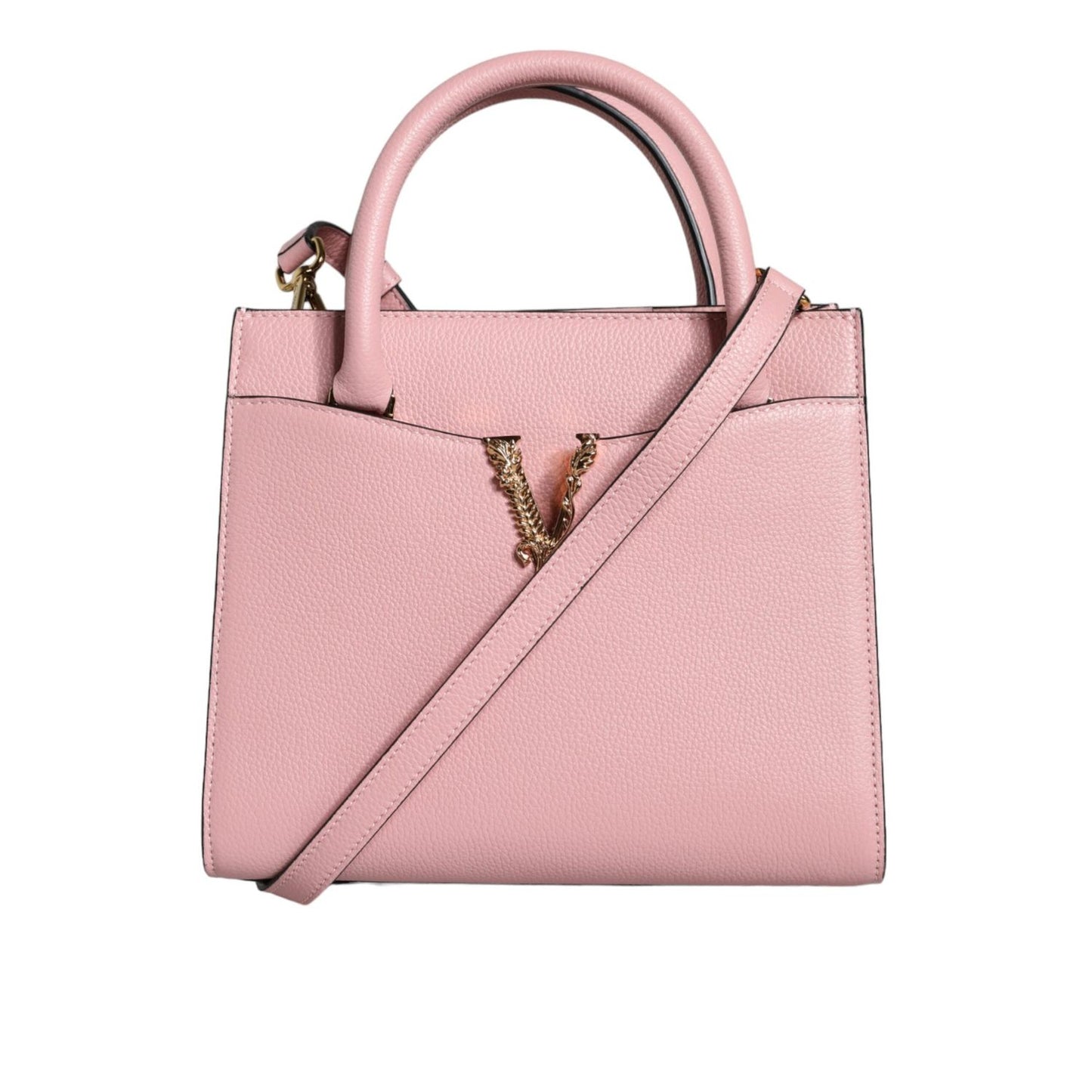 Versace Pink Small Top Handle Grainy Calf Leather Crossbody Bag BAG1588