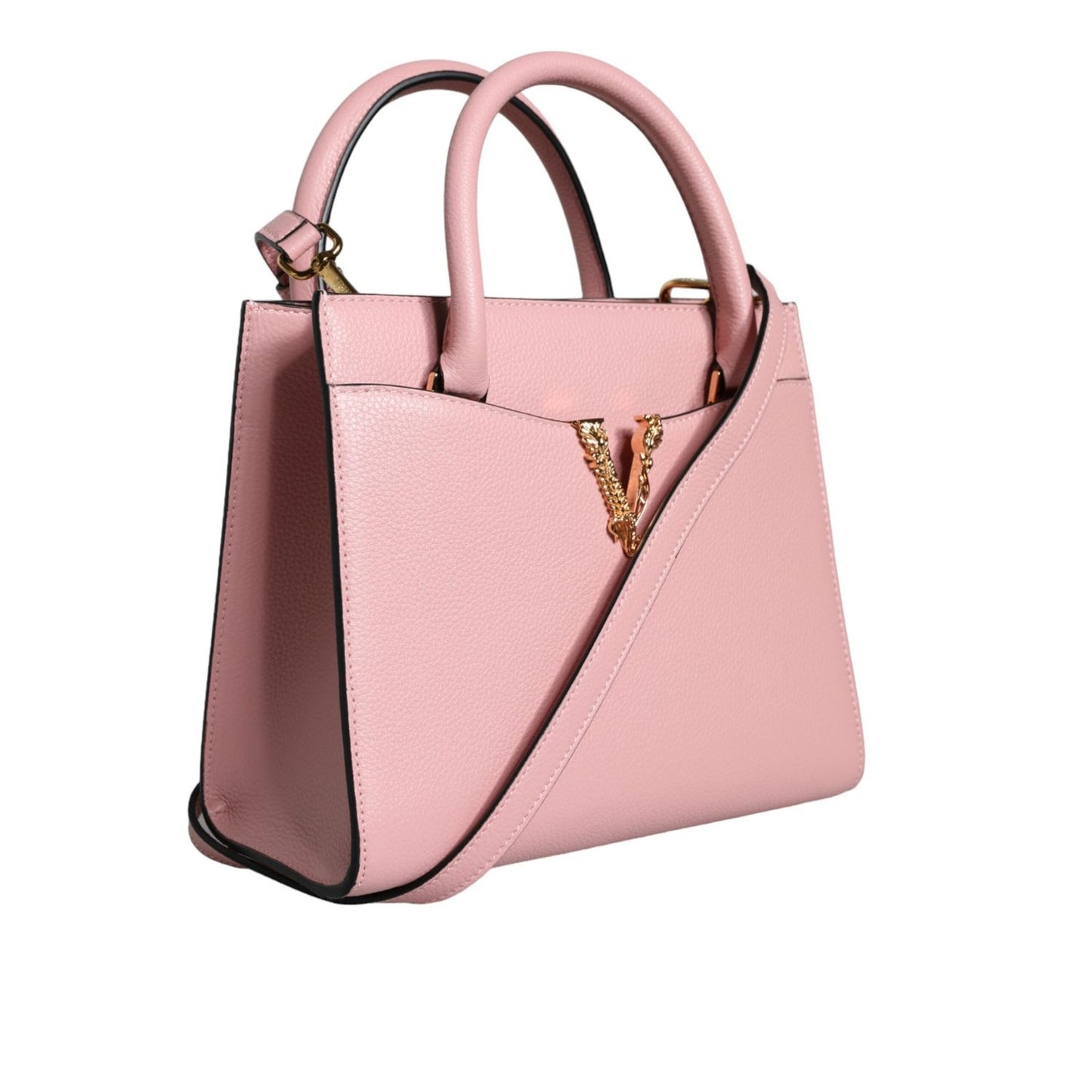 Versace Pink Small Top Handle Grainy Calf Leather Crossbody Bag BAG1588