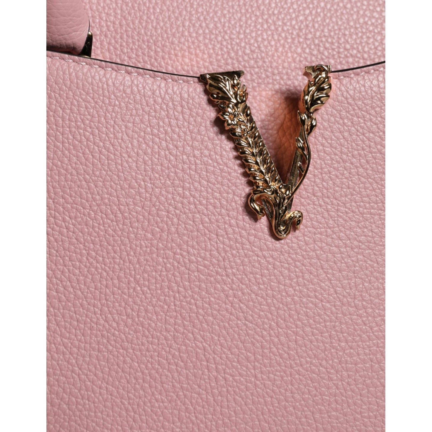 Versace Pink Small Top Handle Grainy Calf Leather Crossbody Bag BAG1588