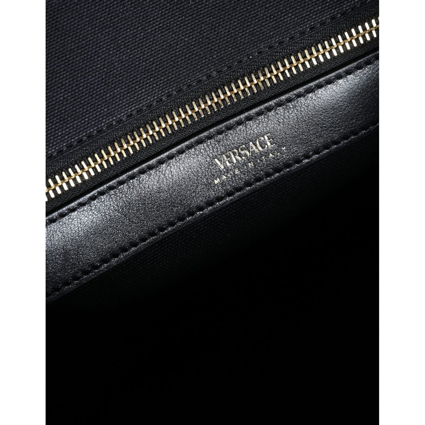 Versace Black Top Handle Canvas Leather Logo Crossbody Tote Bag BAG1589