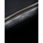 Versace Black Top Handle Canvas Leather Logo Crossbody Tote Bag BAG1589