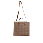Versace Brown Top Handle Jacquard Leather Logo Crossbody Tote Bag BAG1593