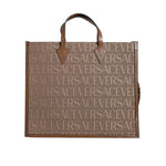 Versace Brown Top Handle Jacquard Leather Logo Crossbody Tote Bag BAG1593