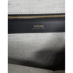 Versace White Top Handle Canvas Leather Logo Crossbody Tote Bag BAG1598