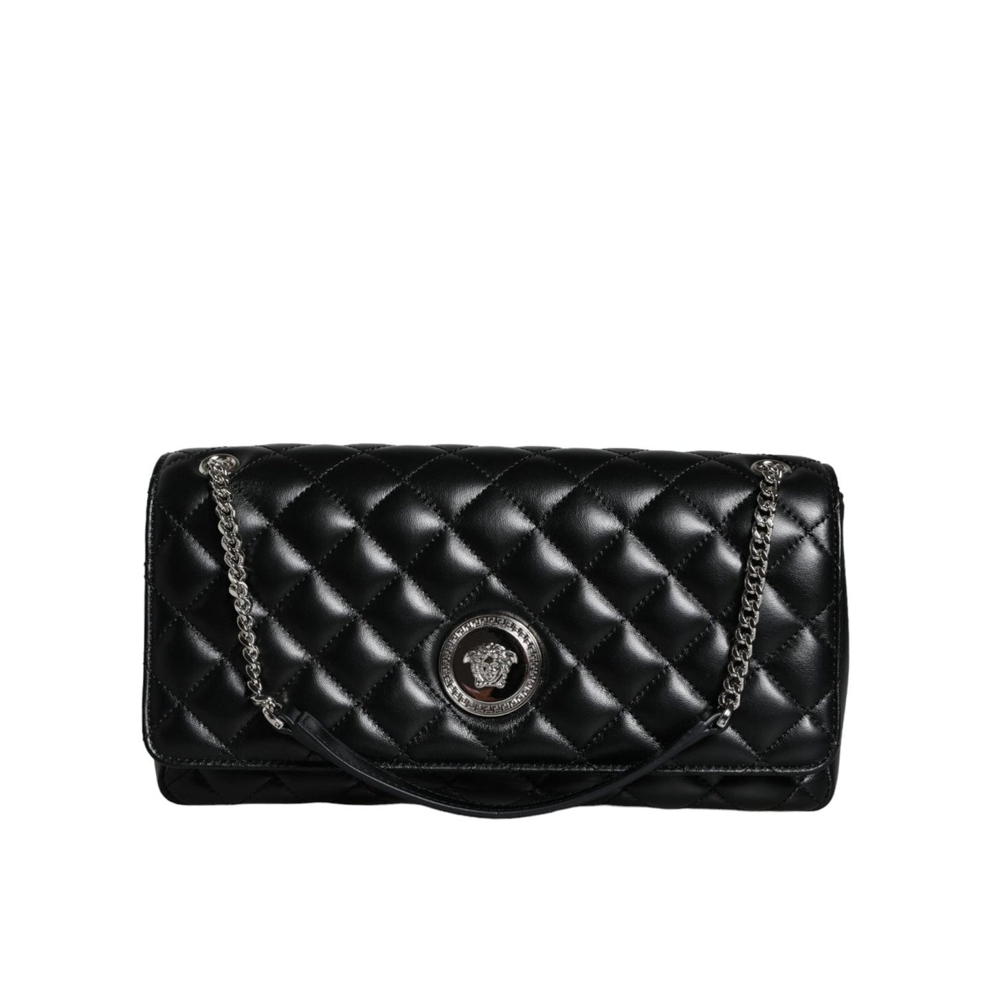 Versace Black Quilted Lambskin Leather Crossbody Shoulder Bag BAG1604