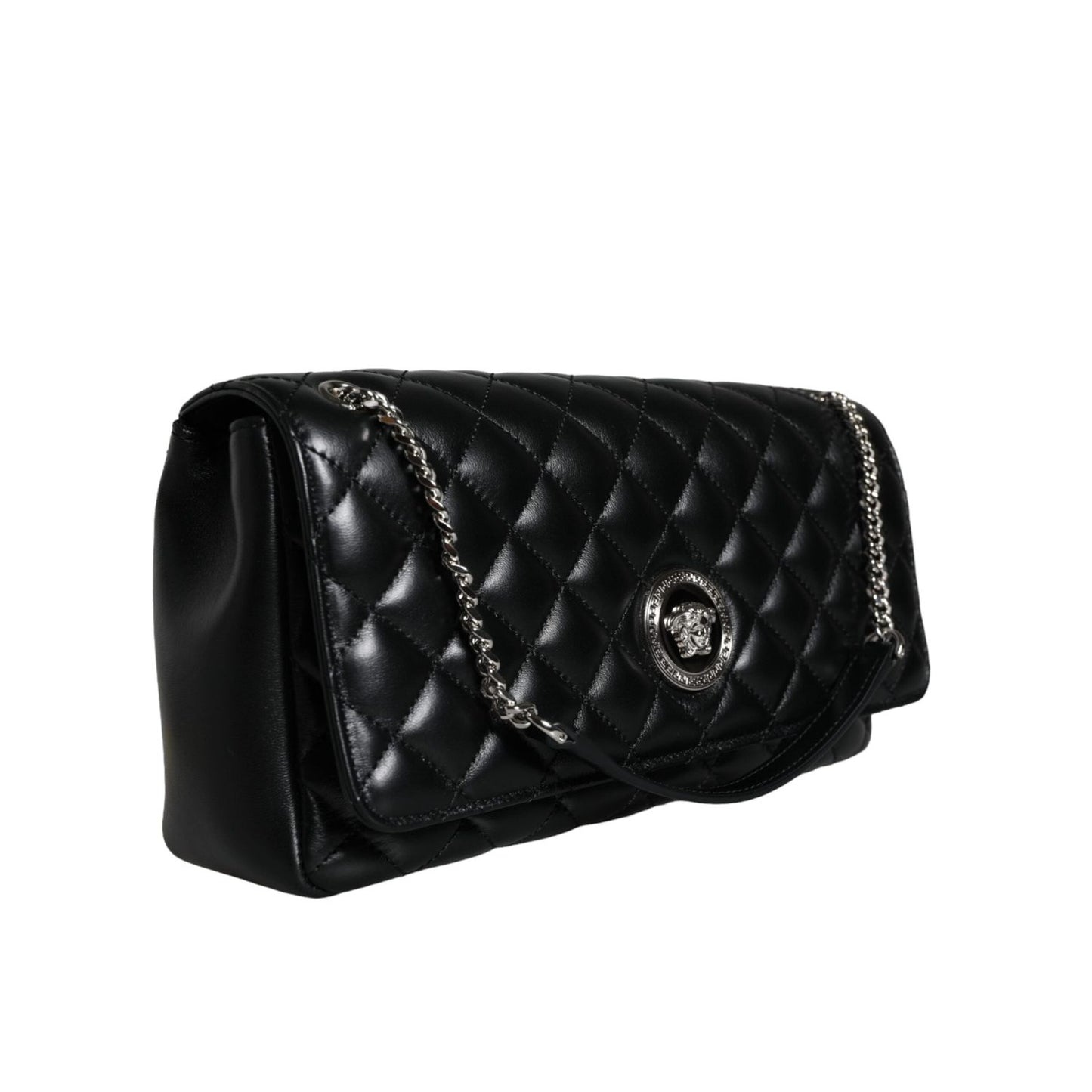 Versace Black Quilted Lambskin Leather Crossbody Shoulder Bag BAG1604