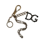 Dolce & Gabbana Silver Tone Metal DG Logo Crystal Keychain Keyring