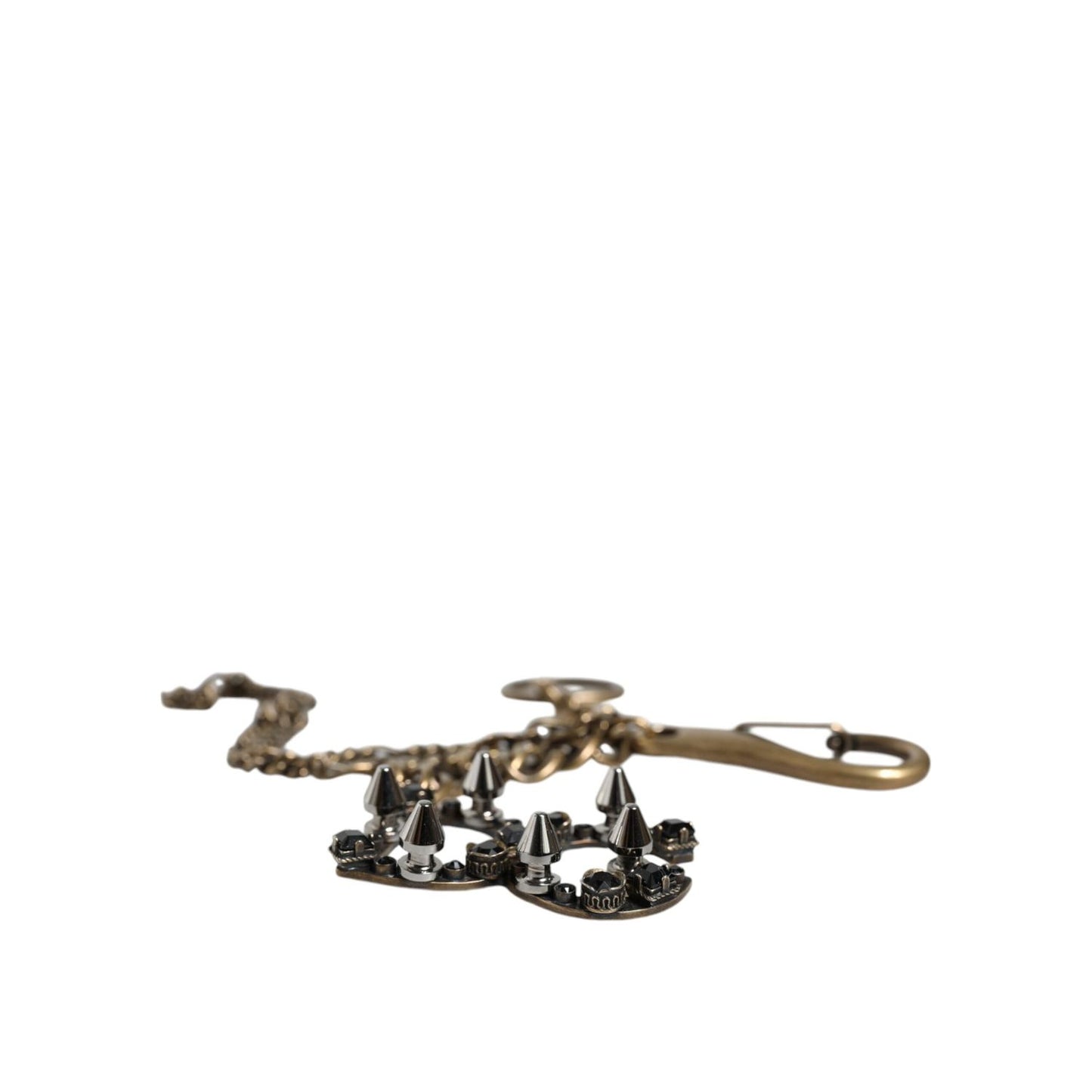 Dolce & Gabbana Silver Tone Metal DG Logo Crystal Keychain Keyring